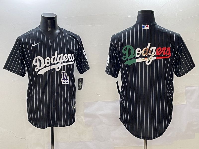 Men Los Angeles Dodgers Blank Black Stripe Jointly Name 2025 Nike MLB Jersey style 16